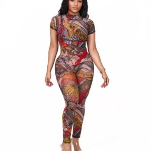 Fashion Nova Vibrant Artistic Jumpsuit